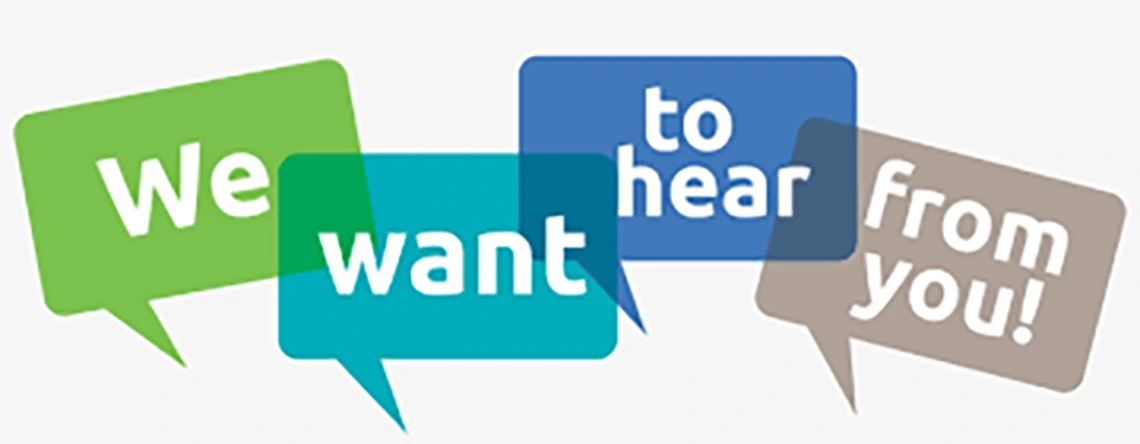 "We want to hear from you" poster